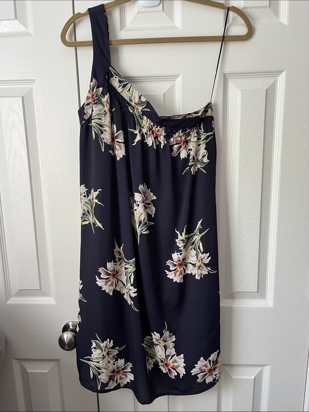 Collective Concepts Navy One-Shoulder Floral Dress